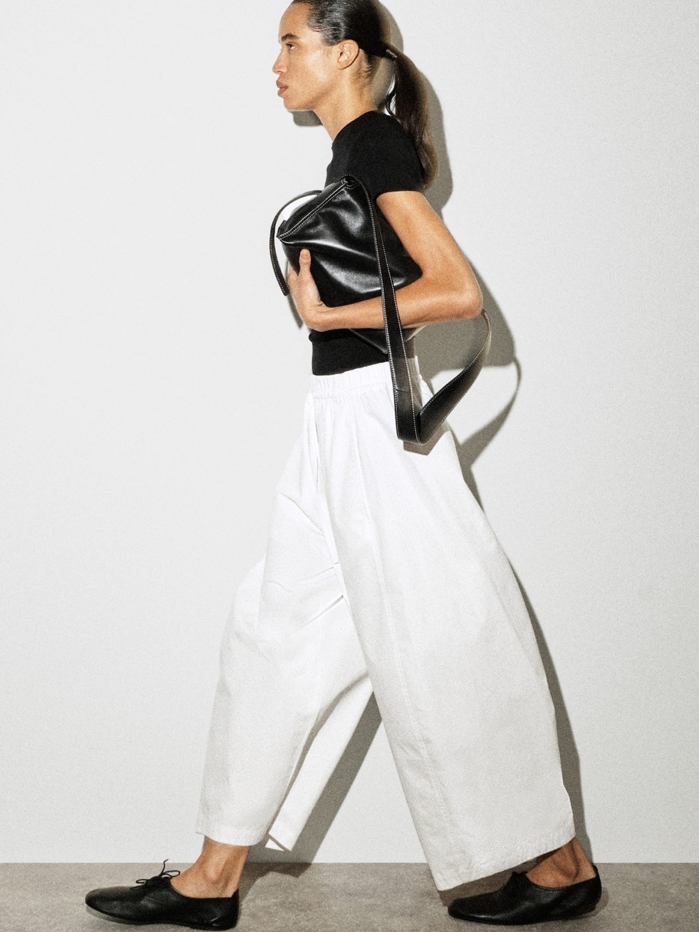 COS White Cotton Poplin Barrel Leg Pull-on Pants - Picture 4 of 9
